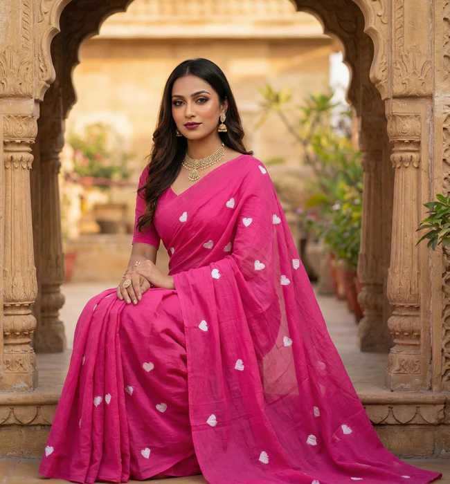 AI model in pink saree