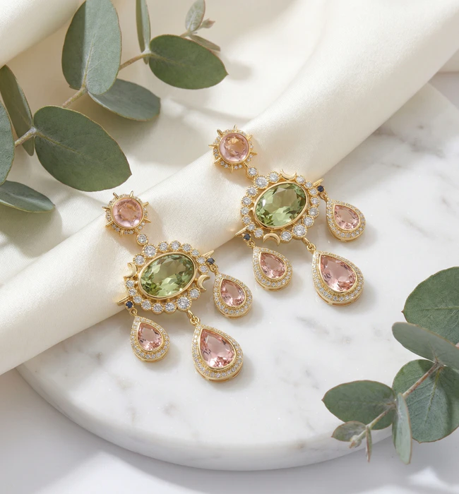 Styled earring flat lay